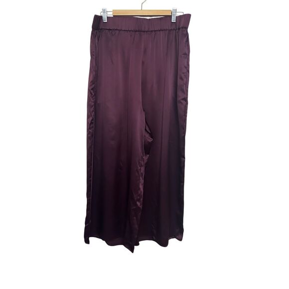 NWT Quince Burgundy 100% Silk Wide Leg Pants Size: XL - Picture 1 of 5